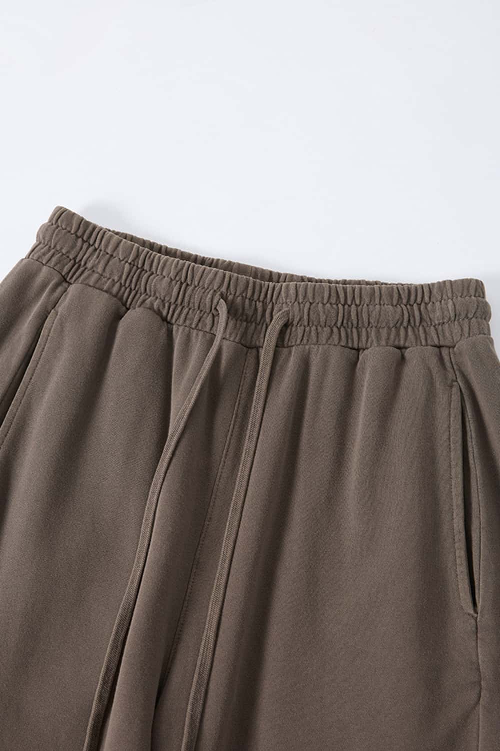 Washed Curved-Seam Straight-Leg Pants - Coffee