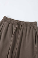 Washed Curved-Seam Straight-Leg Pants - Coffee