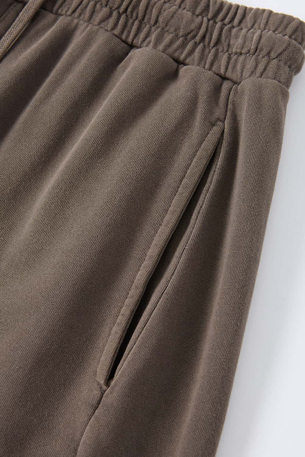 Washed Curved-Seam Straight-Leg Pants - Coffee