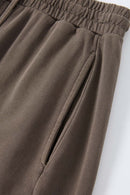 Washed Curved-Seam Straight-Leg Pants - Coffee