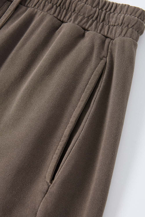 Washed Curved-Seam Straight-Leg Pants - Coffee