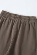 Washed Curved-Seam Straight-Leg Pants - Coffee