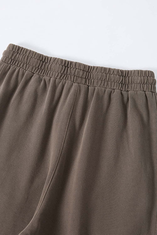 Washed Curved-Seam Straight-Leg Pants - Coffee