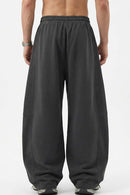 Washed Curved-Seam Straight-Leg Pants - Dark Gray