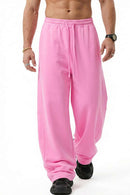 Washed Curved-Seam Straight-Leg Pants - Pink
