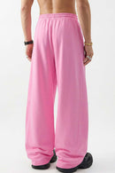 Washed Curved-Seam Straight-Leg Pants - Pink