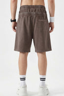 Snow-Washed Double-Waistband Shorts - Brown
