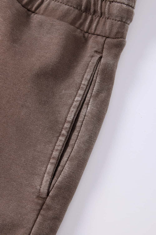 Snow-Washed Double-Waistband Shorts - Brown