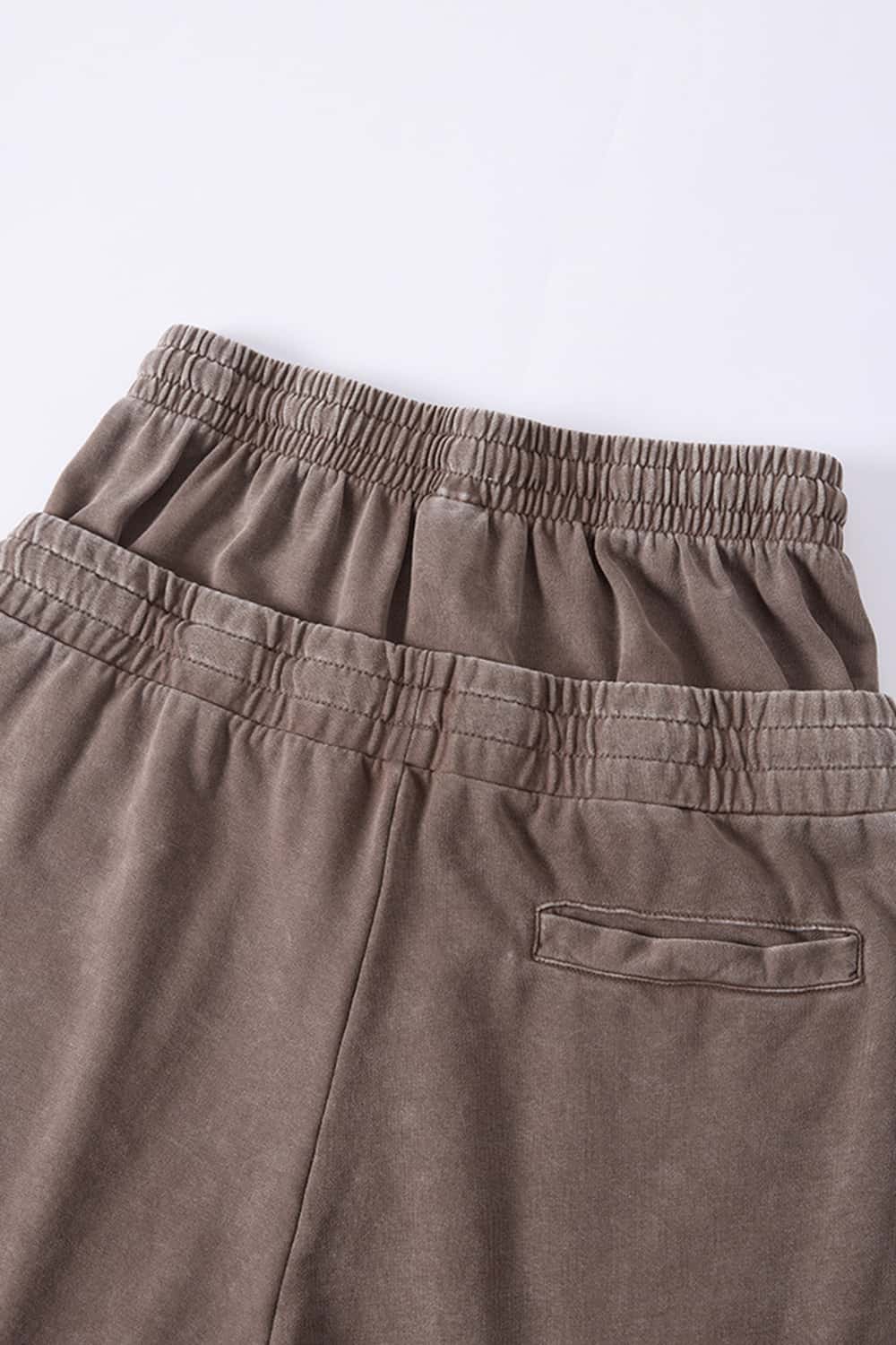 Snow-Washed Double-Waistband Shorts - Brown