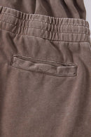 Snow-Washed Double-Waistband Shorts - Brown