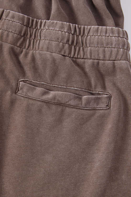 Snow-Washed Double-Waistband Shorts - Brown