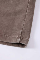Snow-Washed Double-Waistband Shorts - Brown