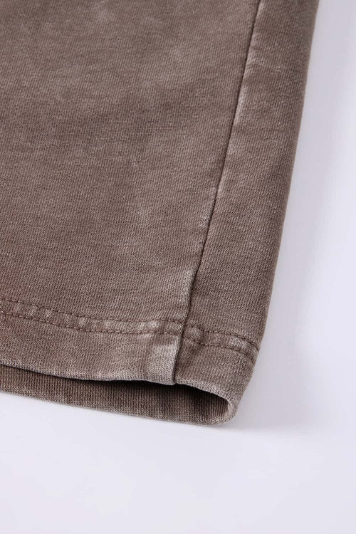 Snow-Washed Double-Waistband Shorts - Brown