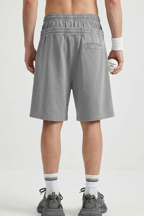 Snow-Washed Double-Waistband Shorts - Vintage Medium Gray