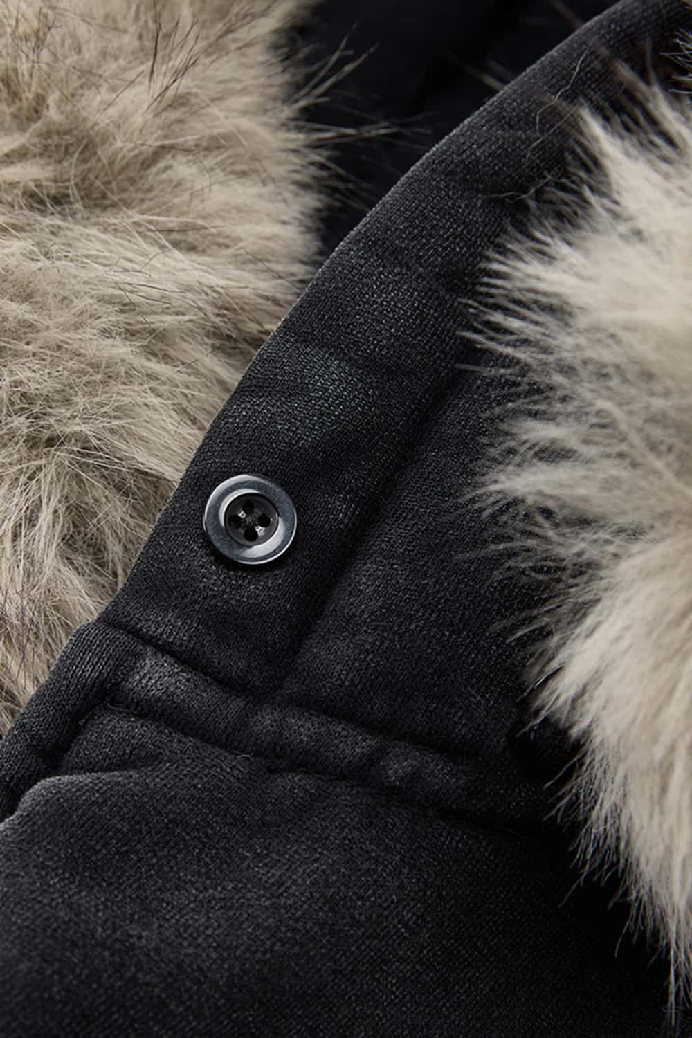 Washed Boxy Fleece Hooded Jacket - Vintage Black