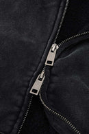 Washed Boxy Fleece Hooded Jacket - Vintage Black