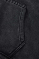Washed Boxy Fleece Hooded Jacket - Vintage Black