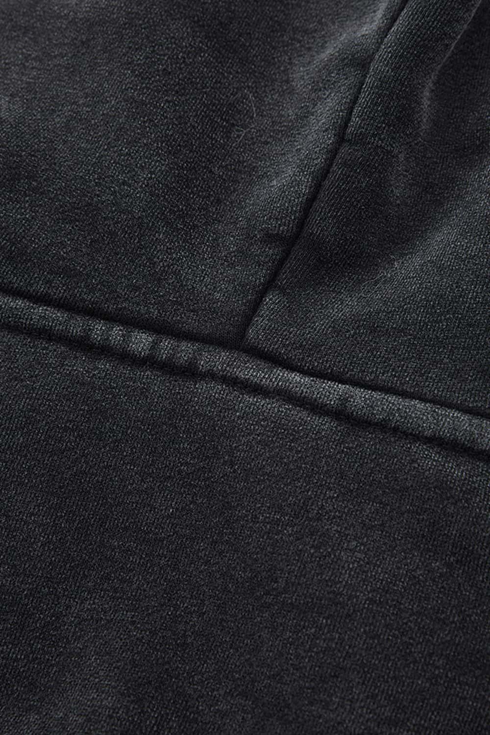 Washed Boxy Fleece Hooded Jacket - Vintage Black