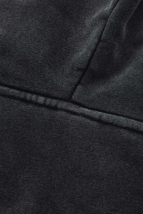 Washed Boxy Fleece Hooded Jacket - Vintage Black