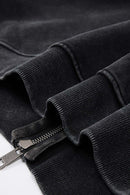 Washed Boxy Fleece Hooded Jacket - Vintage Black