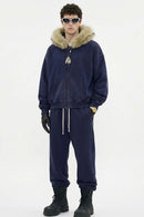 Washed Boxy Fleece Hooded Jacket - Vintage Royal Blue