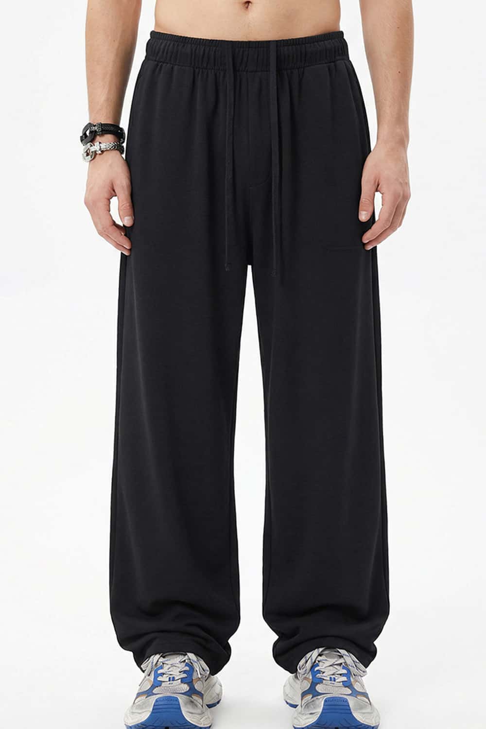 Relaxed Straight-Leg Drawstring Trouser - Black