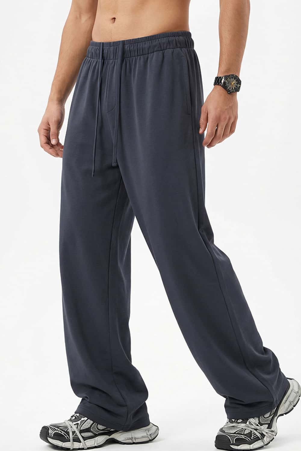 Relaxed Straight-Leg Drawstring Trouser - Dark Gray