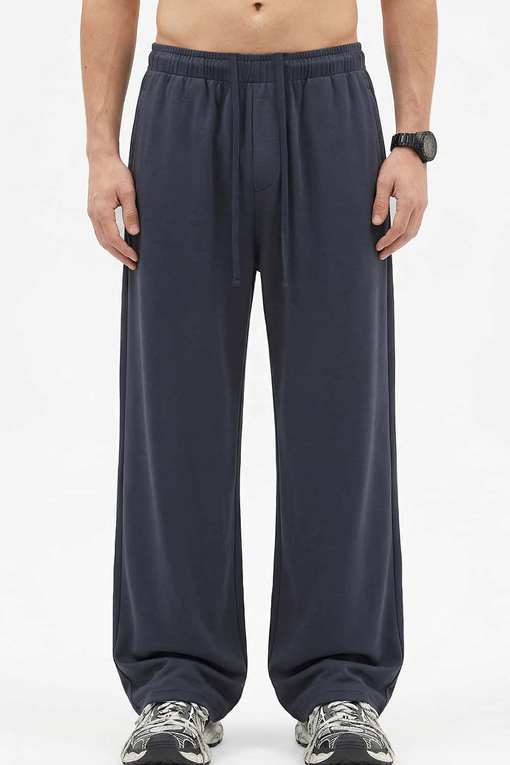 Relaxed Straight-Leg Drawstring Trouser - Dark Gray