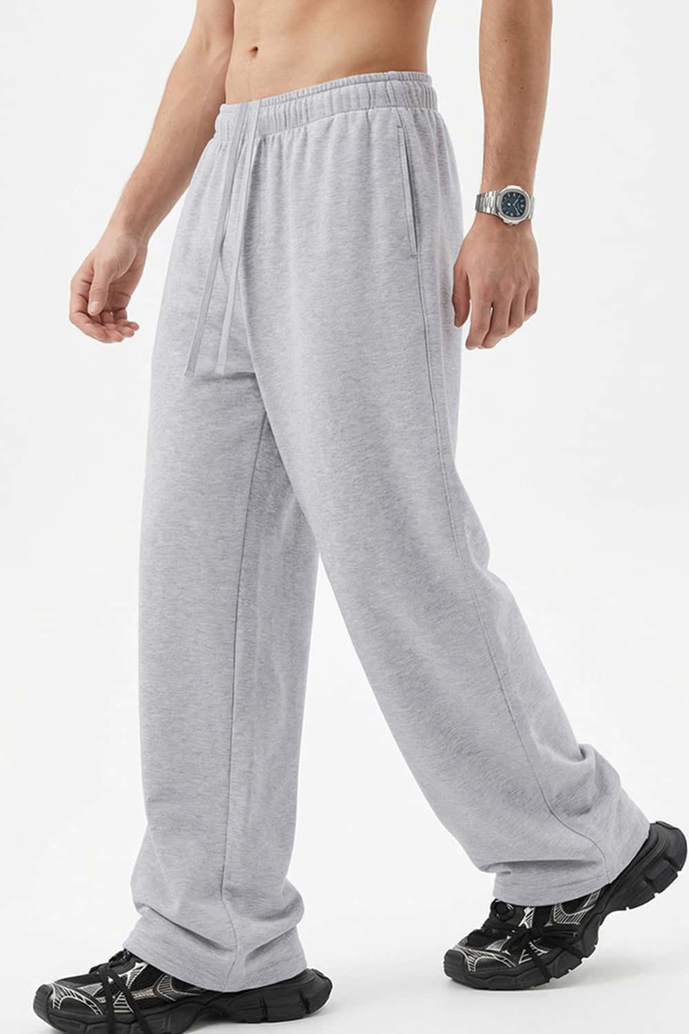 Relaxed Straight-Leg Drawstring Trouser - Flower Gray
