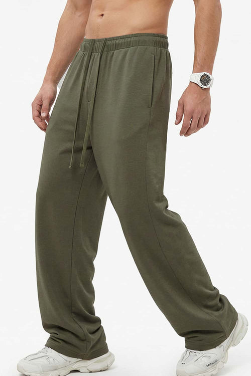 Relaxed Straight-Leg Drawstring Trouser - Grayish Green