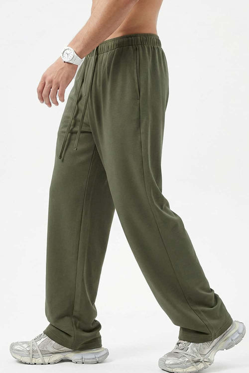 Relaxed Straight-Leg Drawstring Trouser - Grayish Green
