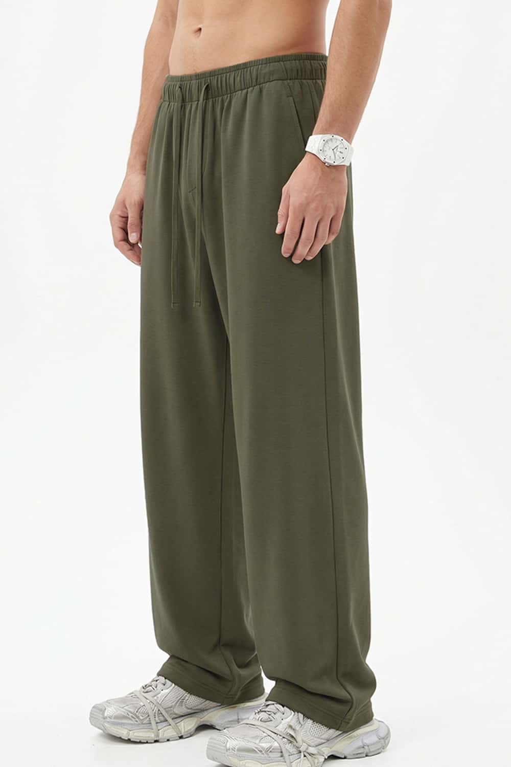 Relaxed Straight-Leg Drawstring Trouser - Grayish Green