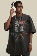 Distressed Eye Graphic Boxy Tee - Dark Gray