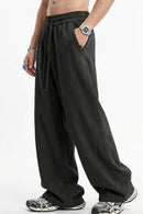 Washed Curved-Seam Loose Pants - Dark Gray