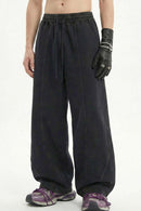 Washed Curved-Seam Loose Pants - Fried Snowflakes