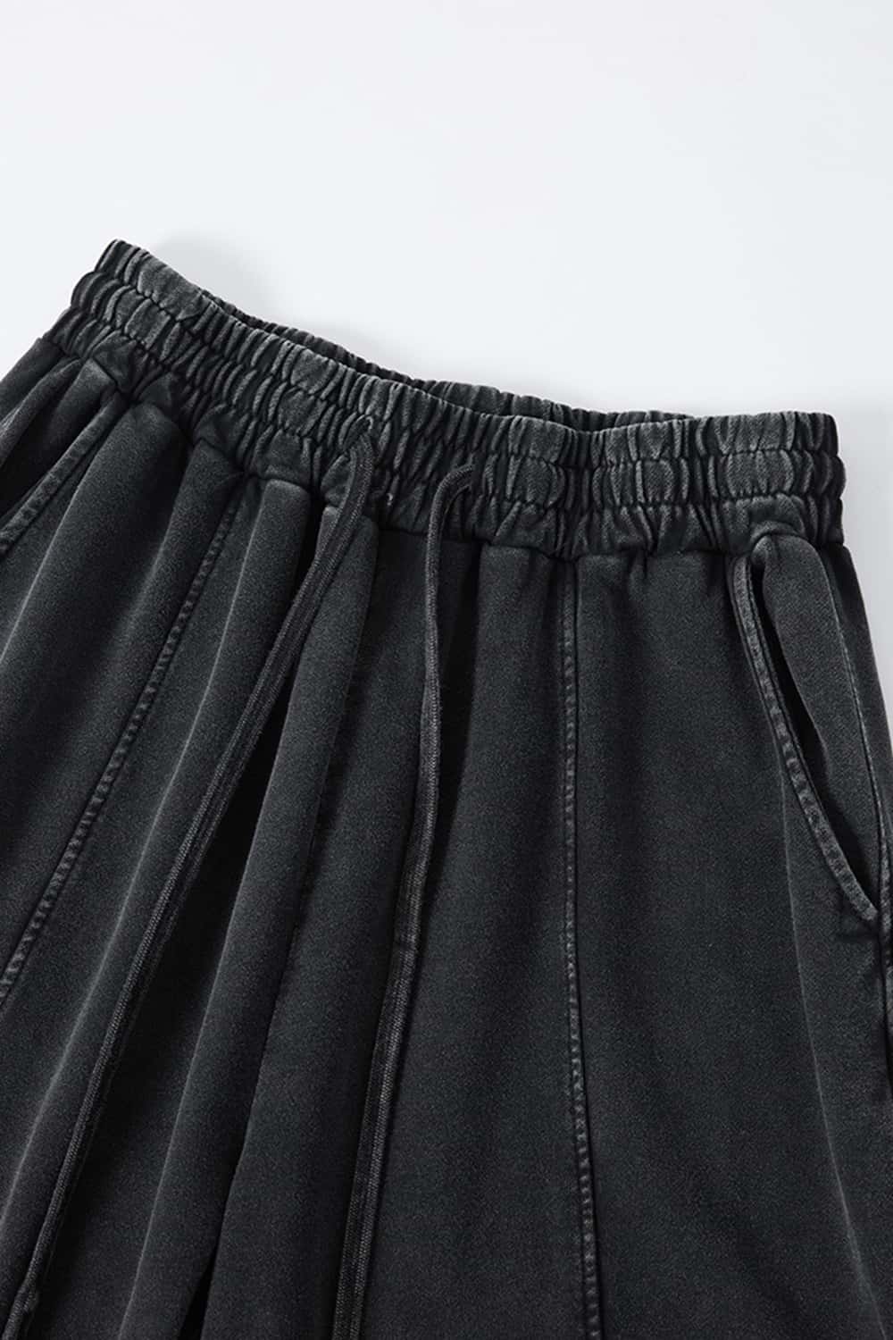 Washed Curved-Seam Loose Pants - Fried Snowflakes