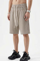 Snow-Washed Waffle Drawstring Shorts - Brown