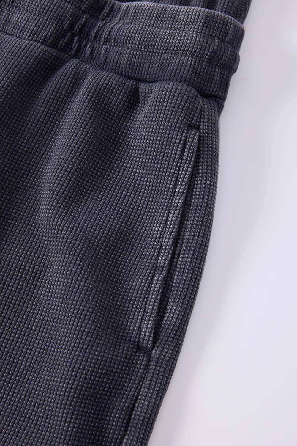 Snow-Washed Waffle Drawstring Shorts - Iron Gray