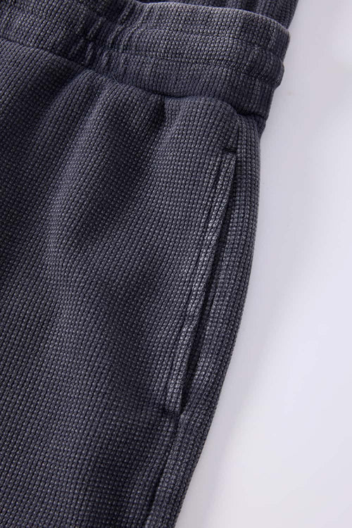 Snow-Washed Waffle Drawstring Shorts - Iron Gray