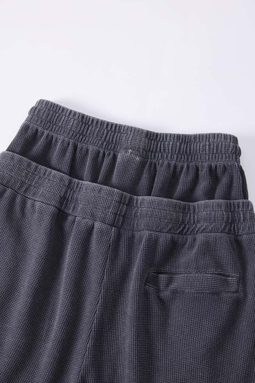 Snow-Washed Waffle Drawstring Shorts - Iron Gray