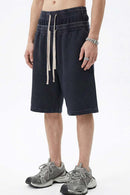 Snow-Washed Waffle Drawstring Shorts - Iron Gray