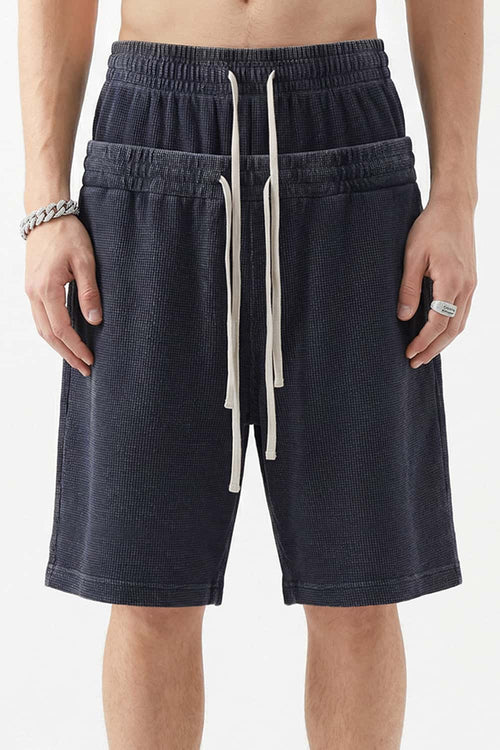 Snow-Washed Waffle Drawstring Shorts - Iron Gray