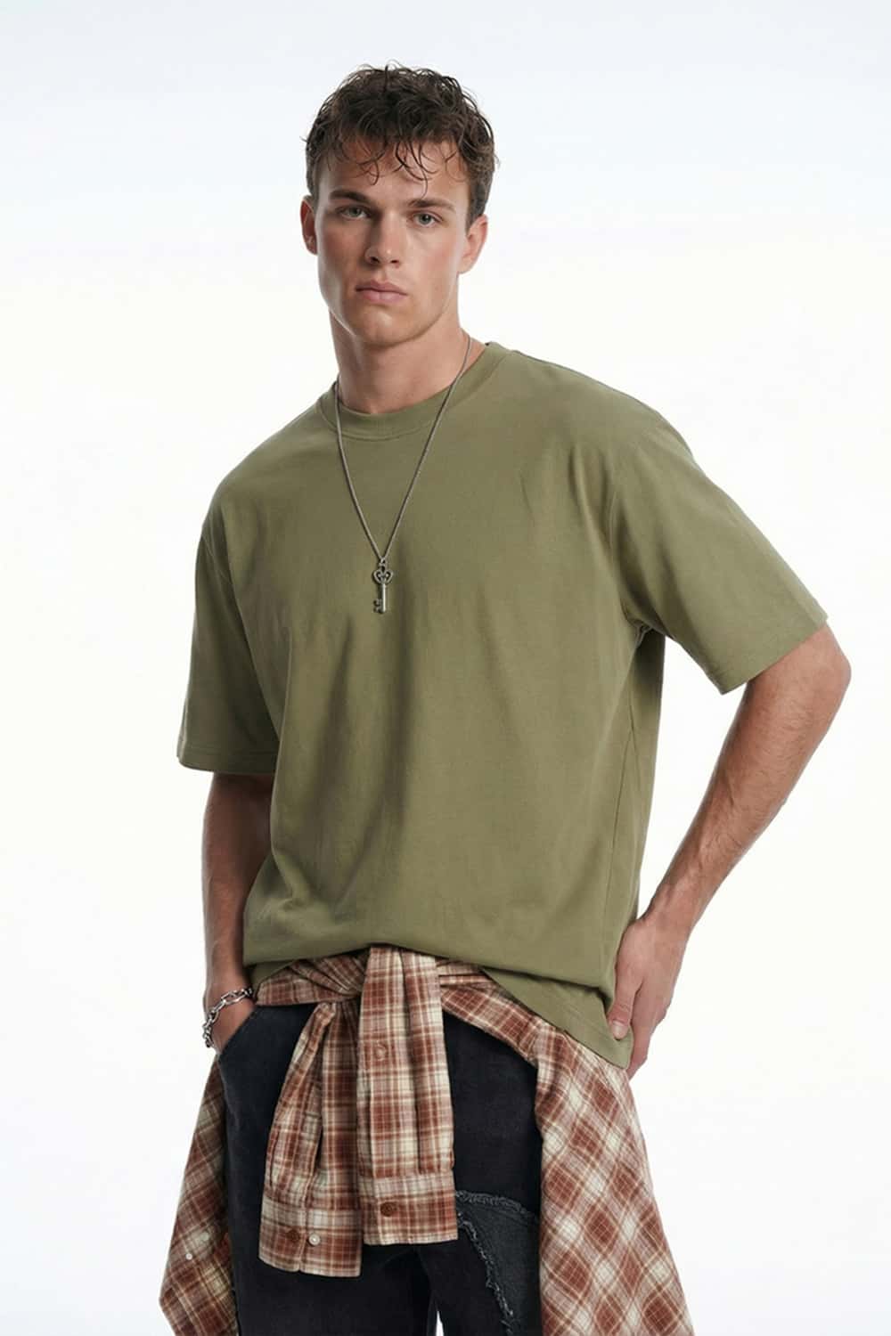 3D Tailored Loose Fit Utility Tee - Mud Green