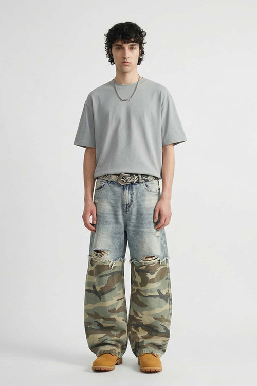 3D Tailored Loose Fit Utility Tee - Stone Gray