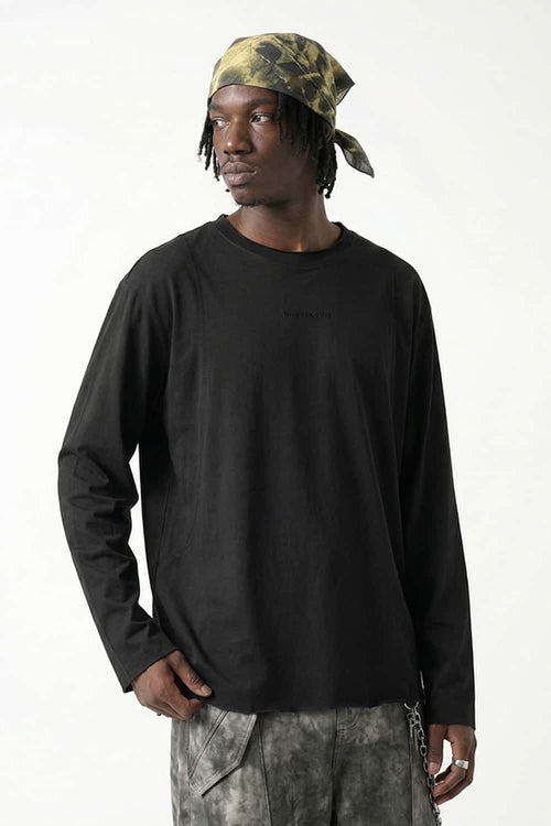 Vintage Puff-Print Long-Sleeve Crew - Active Black