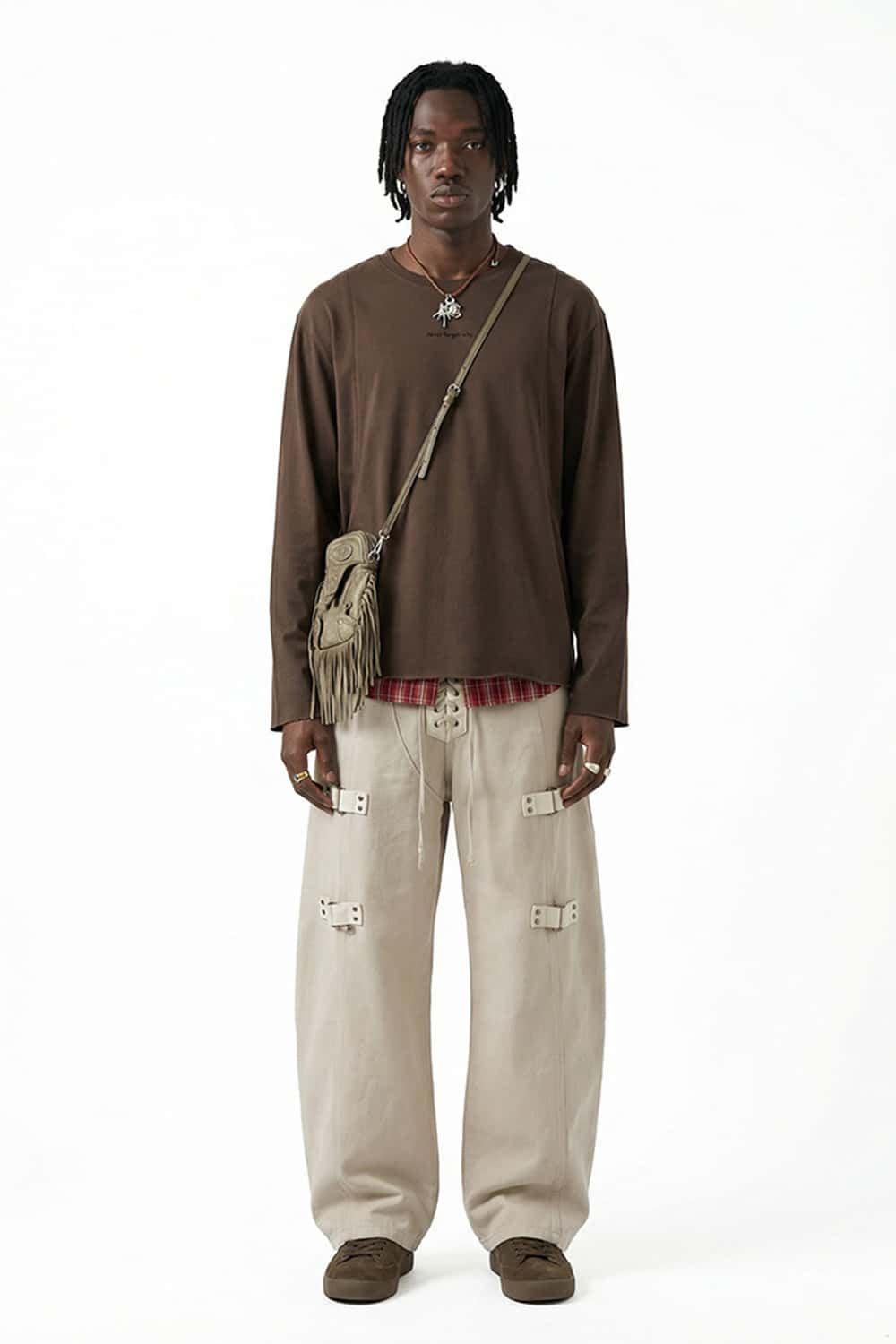 Vintage Puff-Print Long-Sleeve Crew - Coffee