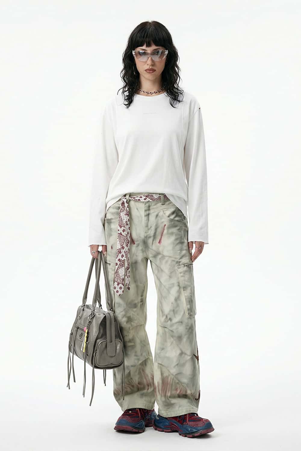 Vintage Puff-Print Long-Sleeve Crew - Off White
