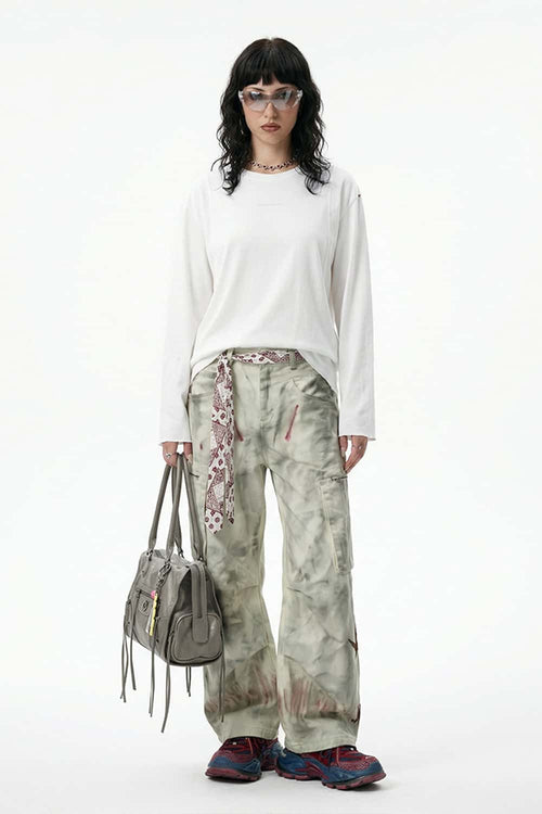 Vintage Puff-Print Long-Sleeve Crew - Off White