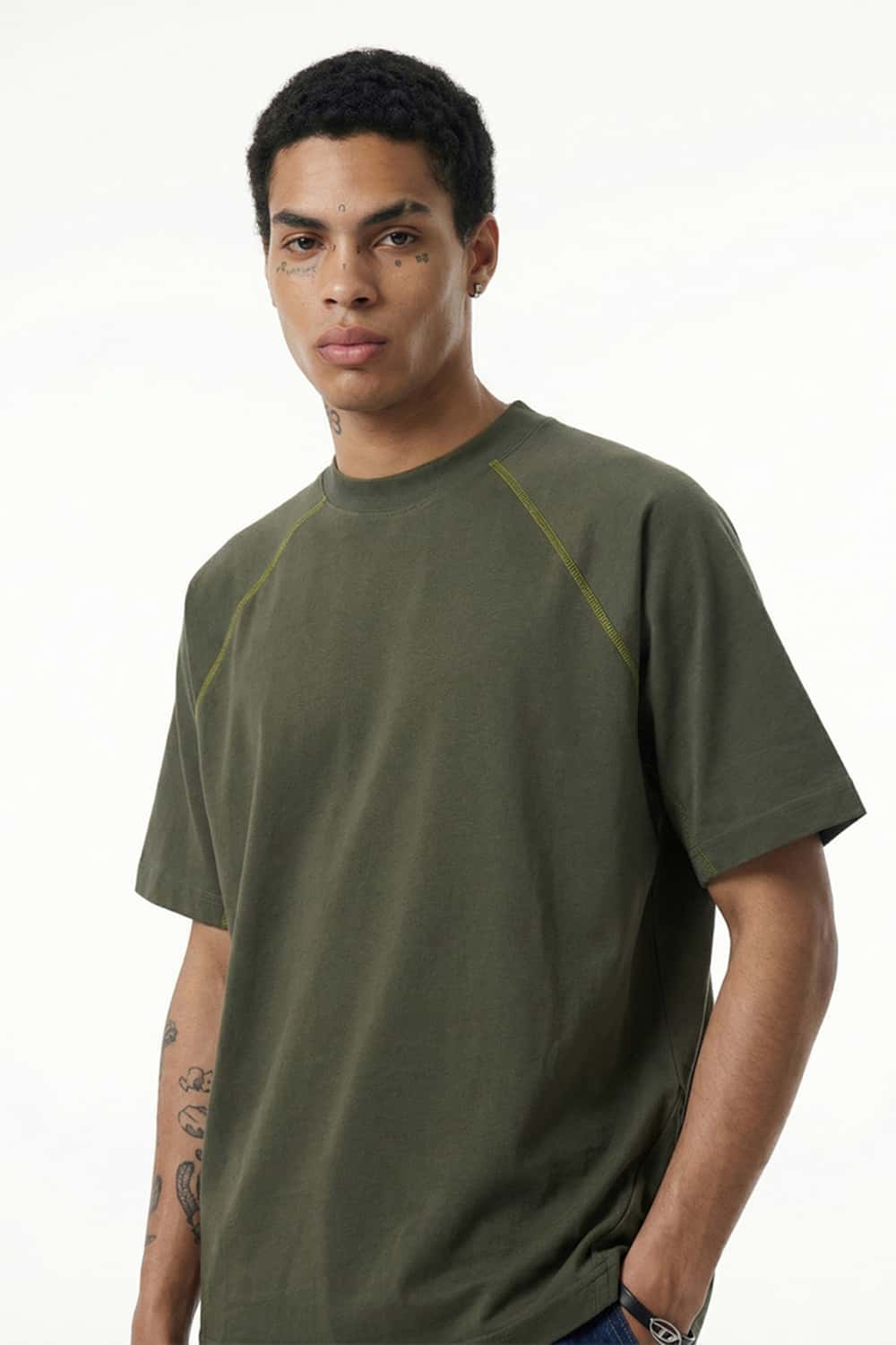 Sport Contrast Raglan Cooling Tee - Olive