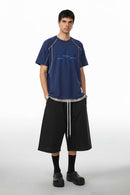 Contrast Raglan Graphic Street Tee - Blue